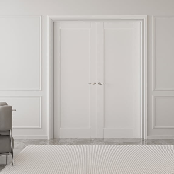 72" x 96" Paneled French Door Interior Solid Double Bathroom Pantry Door With Hardware Kit / Handles
