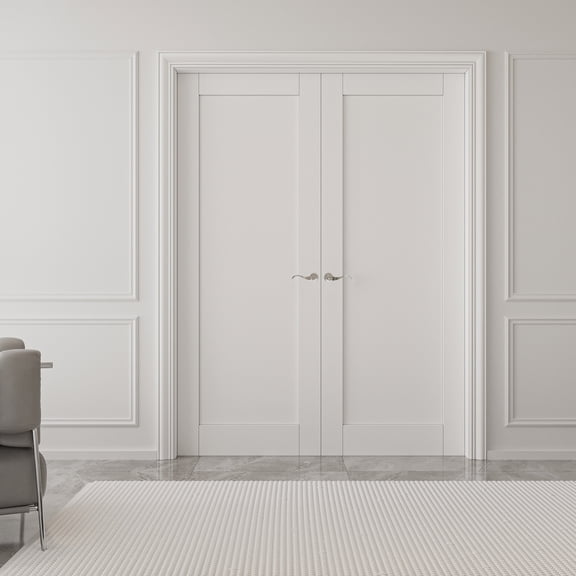 72" x 96" Paneled French Door Interior Solid Double Bathroom Pantry Door With Hardware Kit / Handles