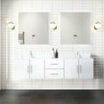thumbnail image 1 of 72"x22" Glossy White Bath Vanity With Marble Top, Faucet , 30 In. Led Mirrors, To 72 W X 22 D In White, Included, Long-term Stability, 1 of 7