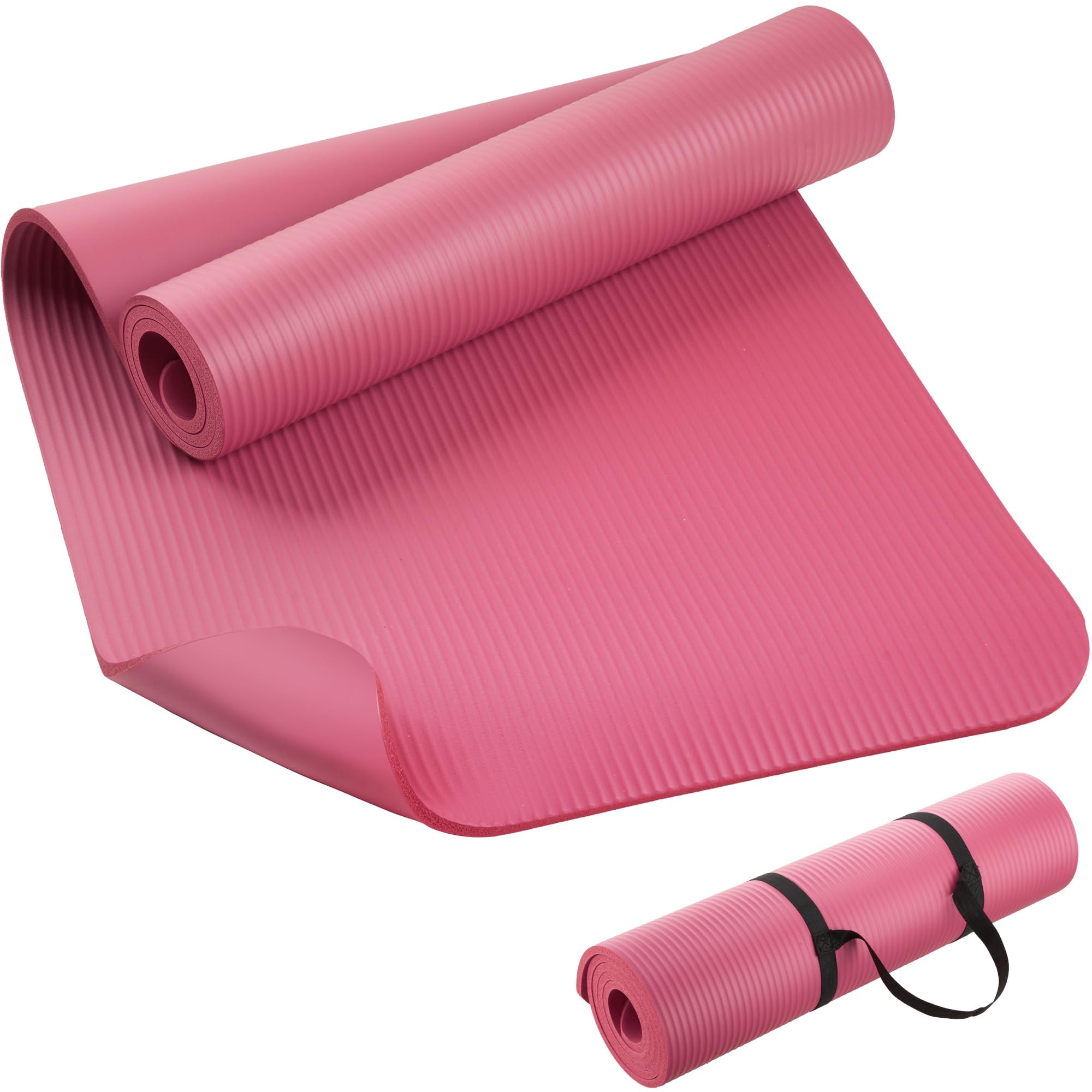 72”x24”x10mm pink NBR yoga mat for exercise pilates stretching meditation