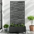 72"x35" Metal Black Rectangle Pots and Planter Raised Box with Trellis