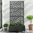 72"x35" Metal Black Rectangle Pots and Planter Raised Box with Trellis