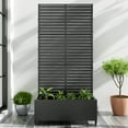 thumbnail image 1 of MAYEERTY 72"x35" Metal Black Rectangle Planter Box, Outdoor Raised Garden Beds with Trellis for Vine Climbing Plants, 1 of 6