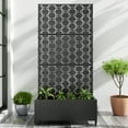 thumbnail image 1 of 72"x35" Metal Black Rectangle Pots and Planter Raised Box with Trellis for Vine Climbing Plants, 1 of 6