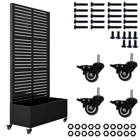 72"x35"x16" Rectangular Metal Planter Box - Quick installation, modern outdoor metal planter, all-weather use, double drainage holes, and dividers. Suitable for patios and gardens.(With wheels)