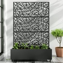 MAYEERTY 72"x47" Metal Rectangle Raised Garden Bed with Trellis, Outdoor Planter Box for Vine Climbing Plants, Black