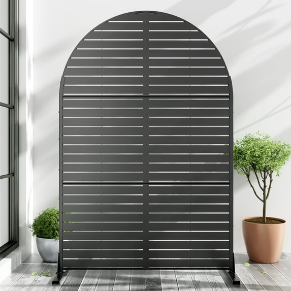 72"x47"x16" Outdoor Privacy Screen with Stand Metal Balcony Decorative Screen,Black