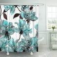 thumbnail image 1 of 72"x72" Aqua Shower Curtain Waterproof Blue Flower Floral Teal Pattern with Roses Watercolor Colorful Abstract Arrangement Black Home Decor Polyester Fabric Adjustable Hook Set, 1 of 5
