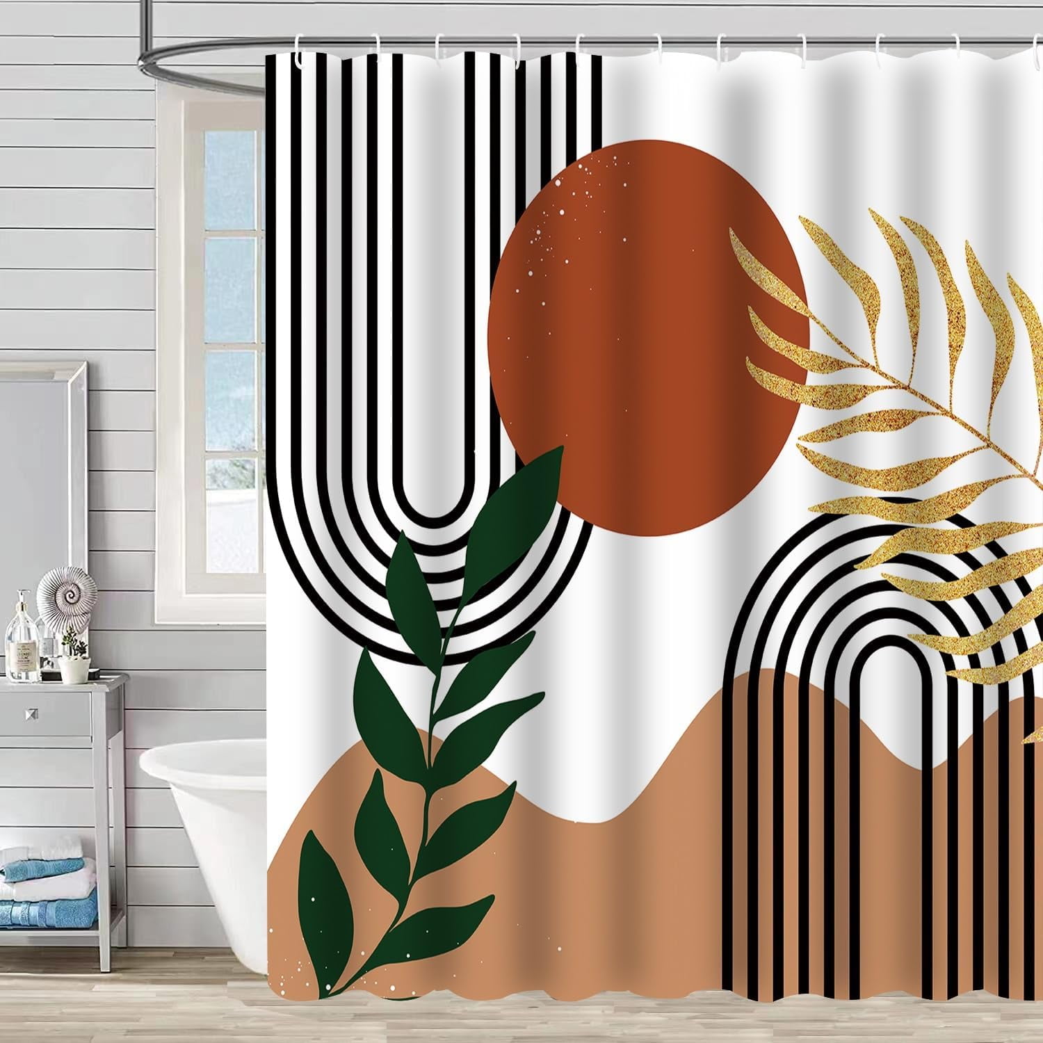72"x72" Boho Aesthetic Shower Curtain Waterproof Polyester, Shower Curtains for Bathroom Heavy ...