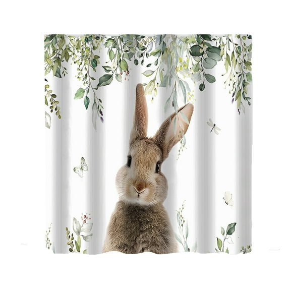 72"x72" Easter Bunny Shower Curtains, Classics Bunny Garden Spring Watercolor Holiday Bath Bathroom Curtains, Home Fabric Waterproof Shower Curtain Set with 12 Hooks