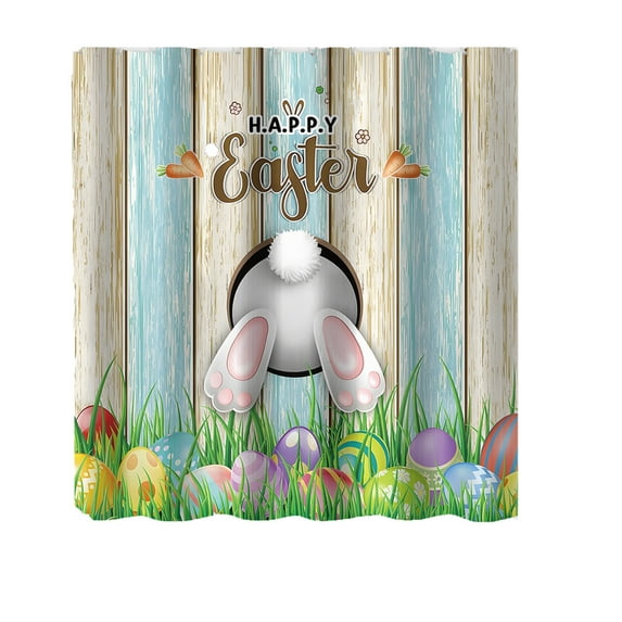 72"x72" Easter Bunny Shower Curtains, Cute Bunny Drilling Hole Spring Watercolor Holiday Bath Bathroom Curtains, Home Fabric Waterproof Shower Curtain Set with 12 Hooks