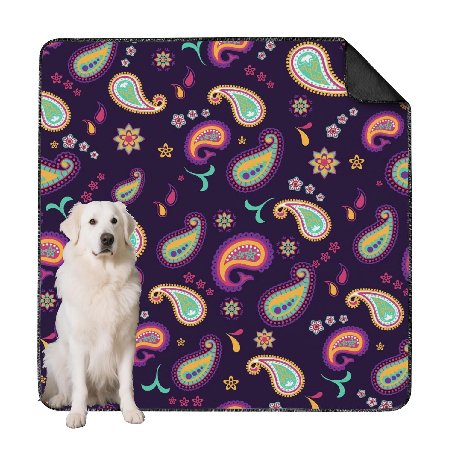 Curated visual reference: Pet Crate Liners Easy To Clean For Small Dogs Reference: 72 X72 Paisley Print Reusable Potty Pads For Dogs Washable