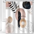 thumbnail image 1 of 72"x72" Pink Boho Abstract Shower Curtain Set Mid Century Plant Leaves Modern Minimalist Neutral Aesthetic Waterproof Fabric Bathroom Home Decor with 12 Hooks, 1 of 6