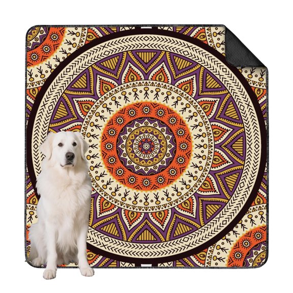 72" x72" Premium Extra Large Washable Pee Pads Mandala, Reusable Puppy Training Pads with Non-Slip Bottom for All Hard Surface Floors