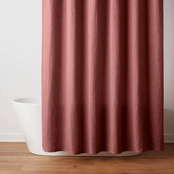 72"x72" Waffle Weave Shower Curtain Almost Rose