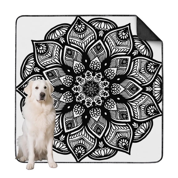 72" x72" Washable Reusable Pee Pads Mandala, Non-Slip Dog Potty Pads with Quick-Absorb Layer for Crate and Floor Protection