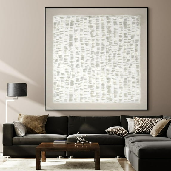 72"x72" XL Framed Wall Art - Neutral Abstract Line Design Art (Frame Assembly Required)