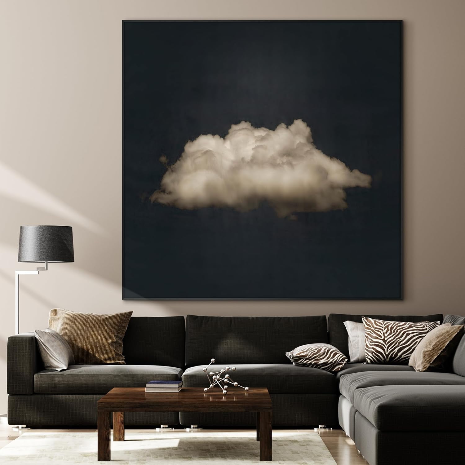 72"x72" XL Framed Wall Art Vintage Cloud on Dark Background