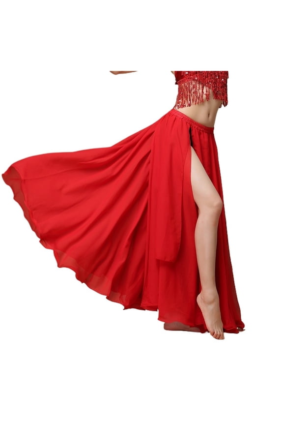 720 Degree Chiffon Belly Dance Skirt 8 Colors BellyDance Skirt Women Dancing Split Multi Piece Skirt Slit Dance Skirts