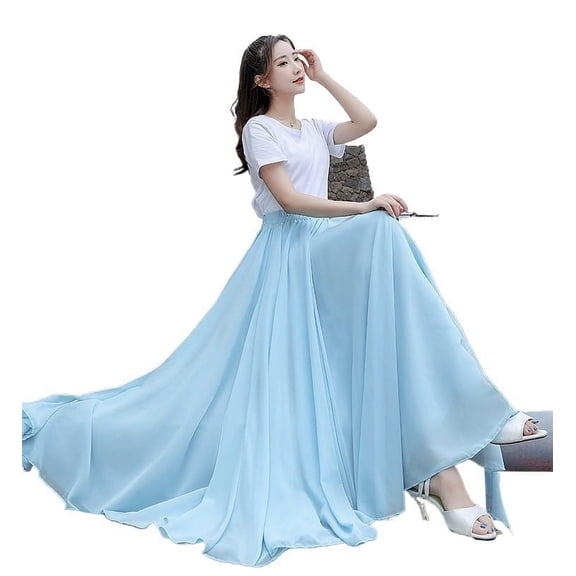 Flowy Satin Dance Skirts 720 Degree Chiffon Skirt Ballet Dance Costume Women Practice Wear Assorted Long Party Performance Modern Dresses