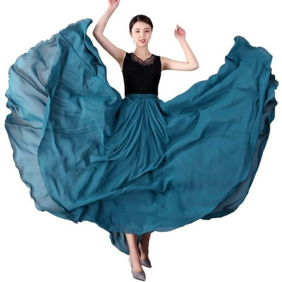 720 Degree Chiffon Skirt For Women Gauze Skirt Large Swing Ballet Stage Practice Long Skirts Dancer Wear