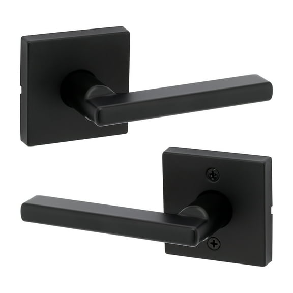 Kwikset Halifax Square Passage Lever Doorknob Matte Black