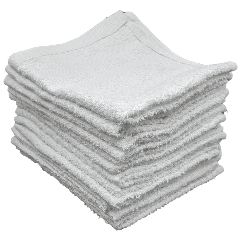 720 Pack - 12 x 12 White Cotton Ribbon Washcloths Rags - Lt Weight Thin  Cloth Rags - Wood Stain/Painting/Crafts/Garage - 1 lb per Dozen 