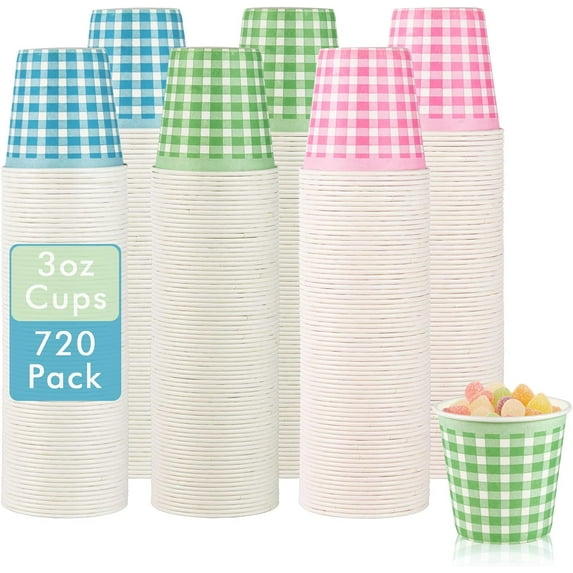 720 Pack 3 oz Paper Cups, Colorful Disposable Bathroom Cups, Small Mouthwash Mugs for Home, Bathroom, Picnic, Party, and Events