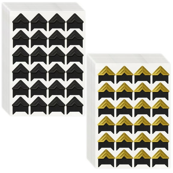 720 Pcs Self-Adhesive Photo Mounting Corners, Black and Gold Picture Corner Stickers for DIY Craft Scrapbook Album Decor Supplies