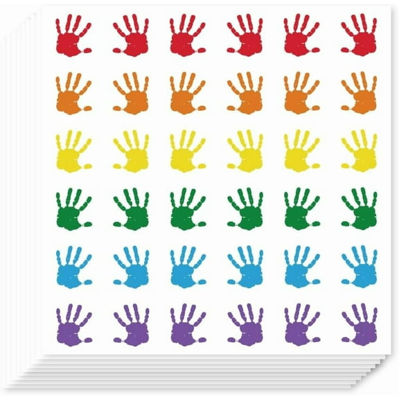720 Pieces Self-Adhesive Colored Handprints Labels Stickers 0.5 Inch Watercolor Palm Marks Stickers for DIY Making
