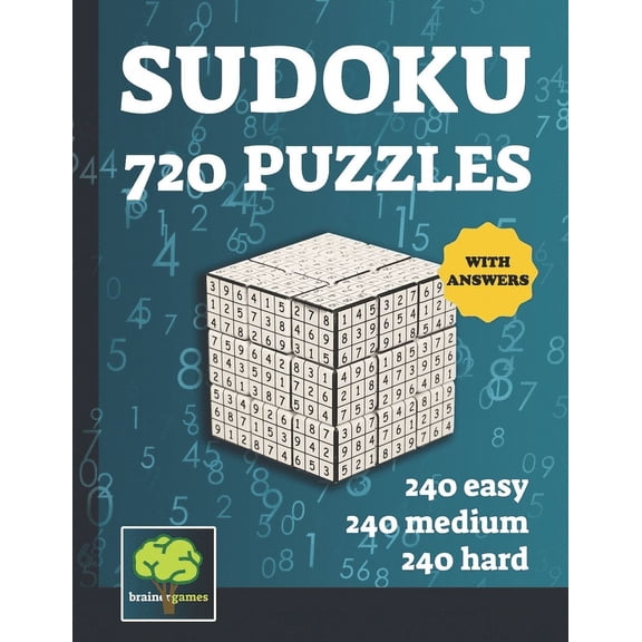 720 Sudoku Puzzles: Easy, Medium, Hard puzzles including instruction and answer keys