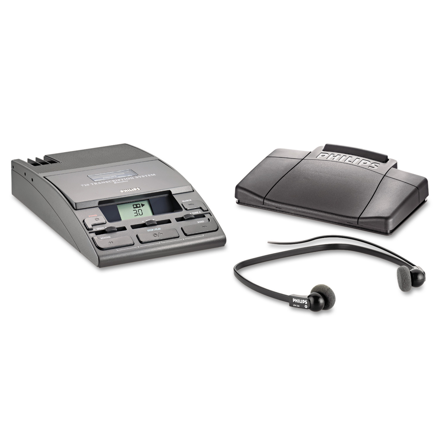 720-T Desktop Analog Mini Cassette Transcriber Dictation System W/foot Control - image 1 of 3