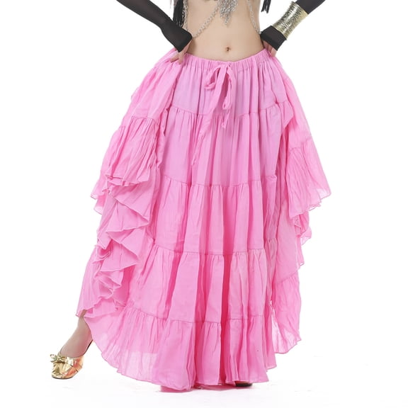 720 degree Length 37.8" Tribal Dance Skirt Belly Dance Skirt Gypsy Skirt Big Swing Skirt Flax Dance skirt,pink