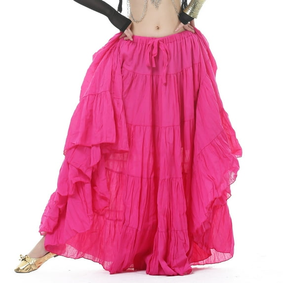 720 degree Length 37.8" Tribal Dance Skirt Belly Dance Skirt Gypsy Skirt Big Swing Skirt Flax Dance skirt,rose