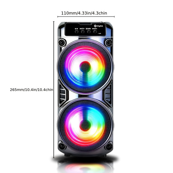7200W Wireless Party Speaker with Colorful Lights, Dual Subwoofers, Bass Boost, FM Radio, MP3, BT/TWS/USB/AUX/TF/Mic Input for Home Parties