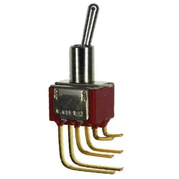 7201SY9AV2BE Switch Toggle DPDT 0.4VA 20V Vertical Right Angle Through Hole