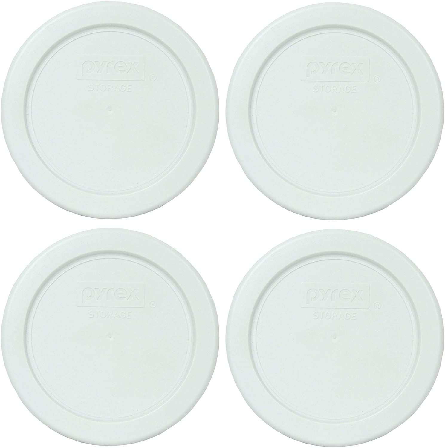 7202PC White Round Plastic Food Storage Replacement Lid 4 Pack