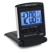 Westclox Black and Silver Fold Able Digital Travel Alarm Clock with Large LCD Display
