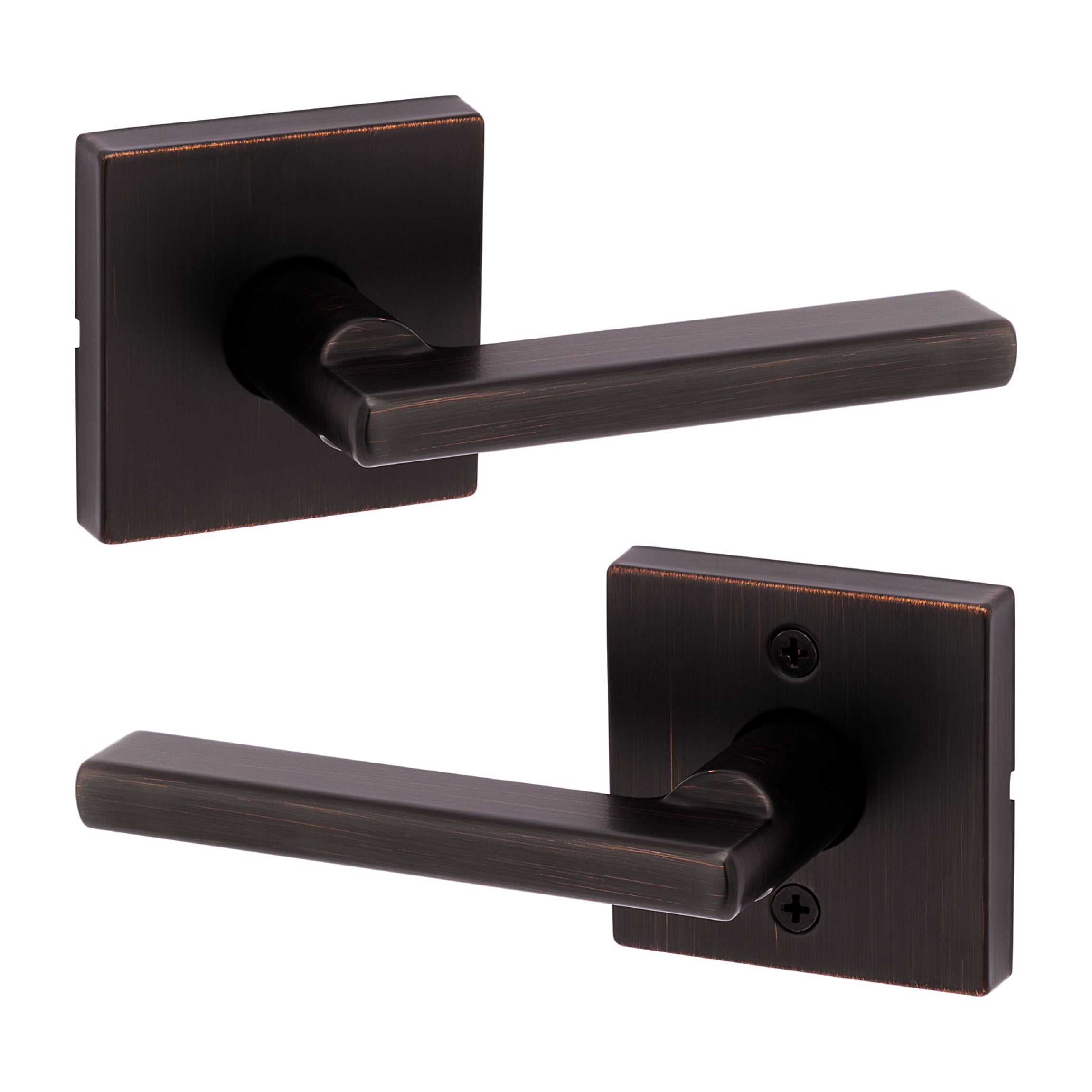 Kwikset Halifax Square Passage Lever Doorknob Venetian Bronze