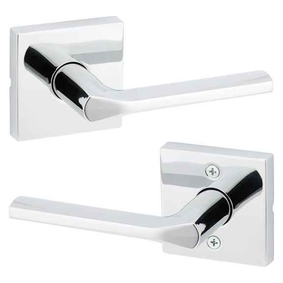 Kwikset Lisbon Square Passage Lever Doorknob Polished Chrome