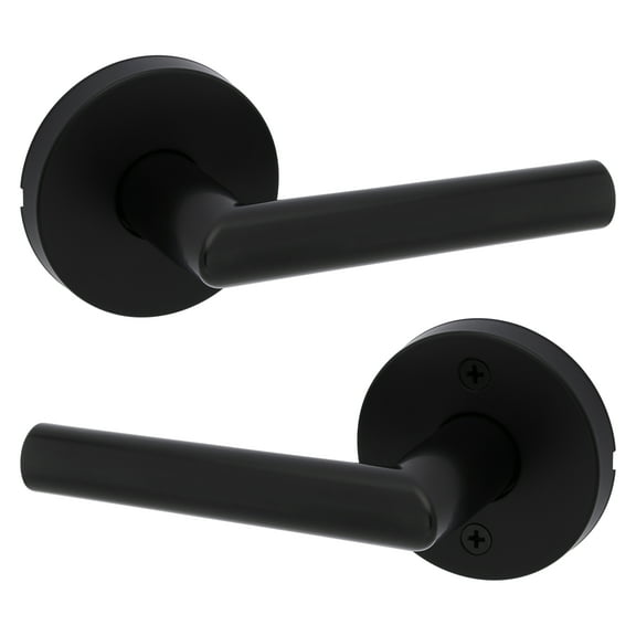 Kwikset Milan Round Passage Lever Doorknob Matte Black