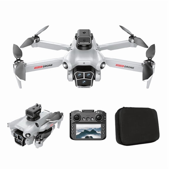 720P Drone with Camera, 4.5-Inch Screen Remote Control, Brushless Motors, GPS Auto Return, 360° Flip Stunt, Dual Camera, Foldable Quadcopter, Black ABS