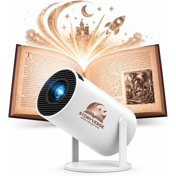 720P Portable Rotatable Home Projector180 WALL, WiFi Bluetooth Mini Projector for Bedroom Reading, Movie & Ambient Projection