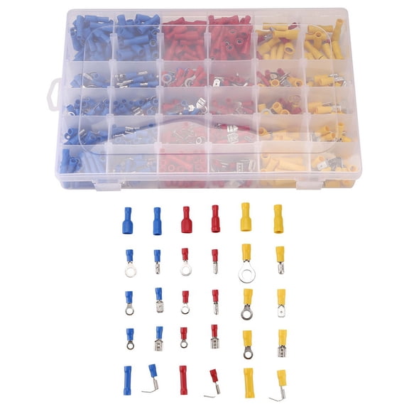 720Pcs Cable Lugs Assortment Kit Wire Flat Female and Male Insulated Electric Wire Cable Connectors Crimp Terminals Set,720 * Cable Lugs Assortment Kit,As Shown