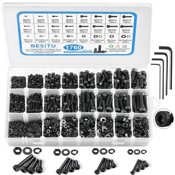 720Pcs Machine Screw Assortment Kit, #10-24#8-32#6-32#4-40 Phillips Pan Head Assorted Nuts Bolts and Flat Washers Kit, Stainless Steel Screws Hardware Assortment with Case