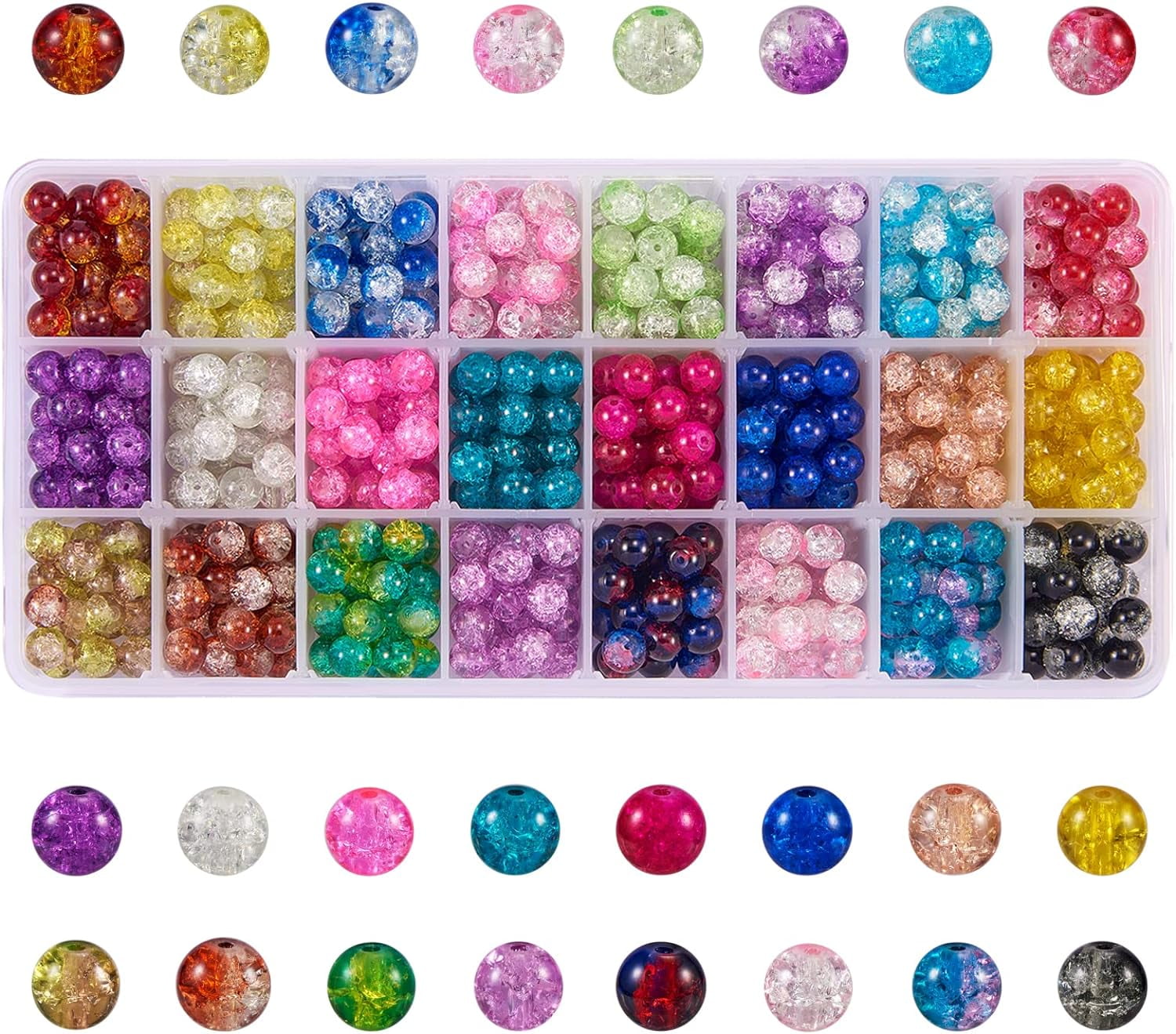 720pcs 8mm Spray Painted Glass Beads Mixed Color Pony Round Spacer