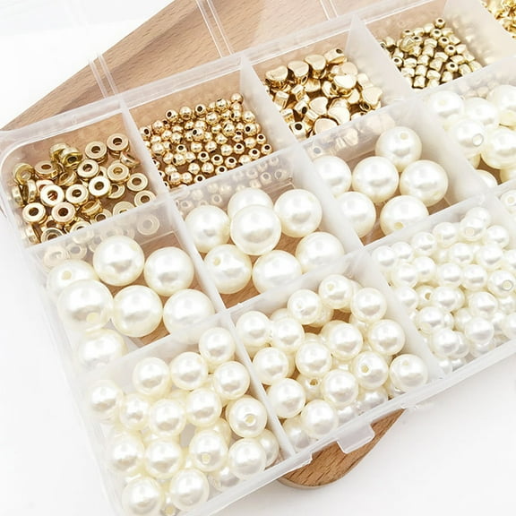 720pcs Spacer Beads Set Assorted DIY Bracelet Pearls Kit Include Pearls Round Beads Star Beads Faceted Beads Flat Beads Heart Beads DIY Craft for Necklaces Bracelet Jewelry Making