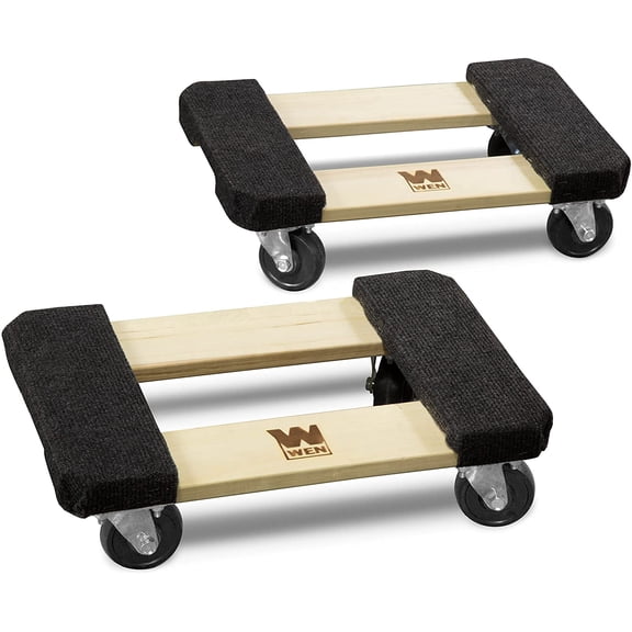 721218 1000 lbs. Capacity 12 in. x 18 in. Hardwood Furniture Dolly (2-Pack)