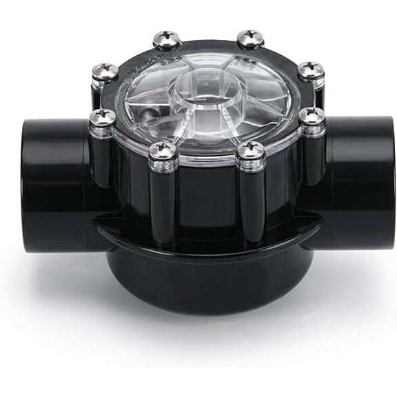7235 Check Valve 180-Dgree,1-1/2-Inch to 2-Inch Replacement for Pools and Spas Straight Through Flow (Black)