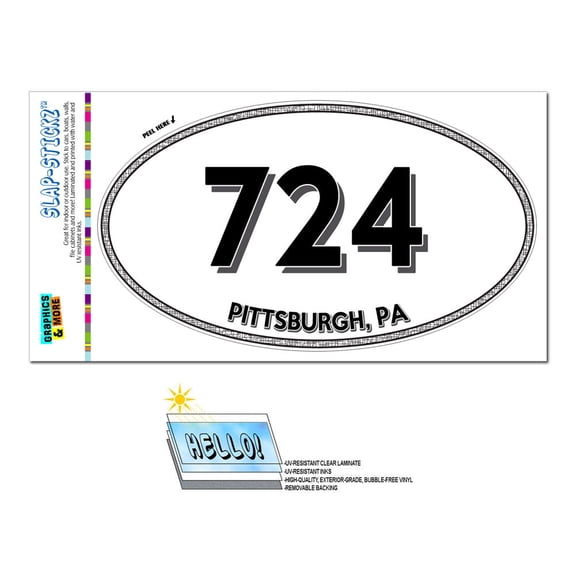 724 - Pittsburgh, PA - Pennsylvania - Oval Area Code Sticker